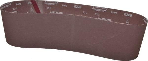 Norton - 6" Wide x 48" OAL, 220 Grit, Aluminum Oxide Abrasive Belt - Aluminum Oxide, Very Fine, Coated, X Weighted Cloth Backing, Series R228 - Industrial Tool & Supply