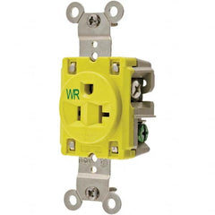 Hubbell Wiring Device-Kellems - 125V 20A NEMA 5-20R Marine Grade Yellow Straight Blade Single Receptacle - Industrial Tool & Supply