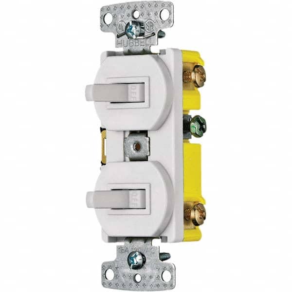 Hubbell Wiring Device-Kellems - Combination Wall Switch & Receptacles Combination Switch/Receptacle Type: Toggle Switch Color: White - Industrial Tool & Supply