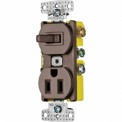 Hubbell Wiring Device-Kellems - Combination Wall Switch & Receptacles Combination Switch/Receptacle Type: Combination Outlet & Switch Color: Brown - Industrial Tool & Supply