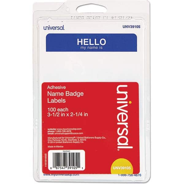 UNIVERSAL - Labels, Ribbons & Tapes Type: Badges Color: White/Blue - Industrial Tool & Supply