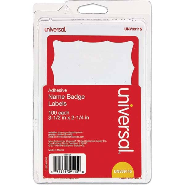 UNIVERSAL - Labels, Ribbons & Tapes Type: Badges Color: White/Red - Industrial Tool & Supply