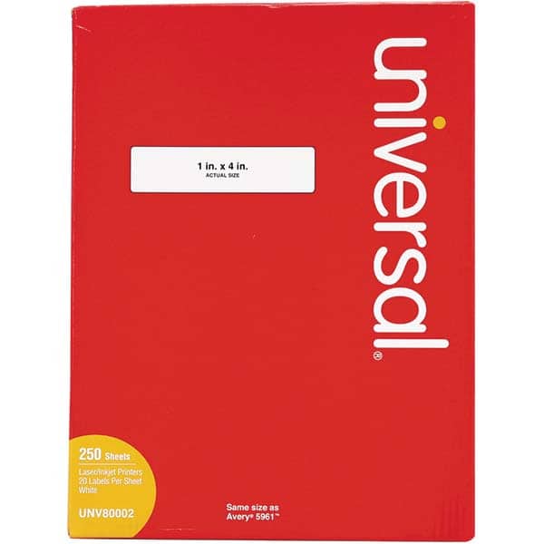 UNIVERSAL - Labels, Ribbons & Tapes Type: Multipurpose Color: White - Industrial Tool & Supply