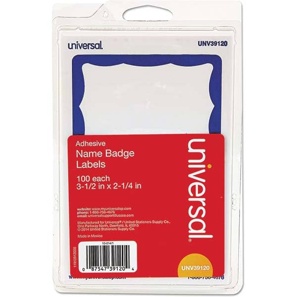 UNIVERSAL - Labels, Ribbons & Tapes Type: Badges Color: White/Blue - Industrial Tool & Supply