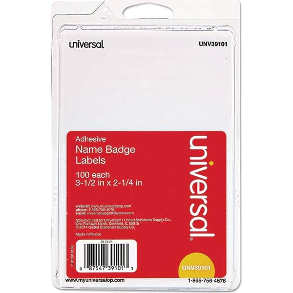 UNIVERSAL - Labels, Ribbons & Tapes Type: Badges Color: White - Industrial Tool & Supply