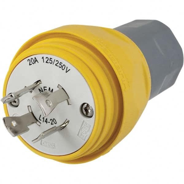 Hubbell Wiring Device-Kellems - 125/250 VAC 20A NEMA L14-20P Industrial Twist Lock Plug - Industrial Tool & Supply