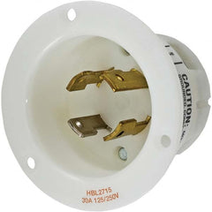 Locking Inlet: Inlet, Industrial, L14-30R, 125 & 250V, White Grounding, 30A, Nylon, 3 Poles, 4 Wire