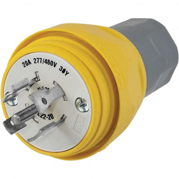 Hubbell Wiring Device-Kellems - 3-Phase Wye 277/480 VAC 20A NEMA L22-20P Industrial Twist Lock Plug - Industrial Tool & Supply
