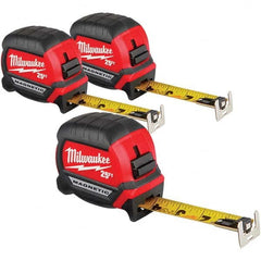 Milwaukee Tool - 25' x 1" Yellow/Black Blade Tape Measure - Industrial Tool & Supply