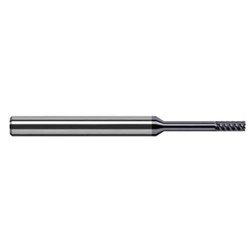 Variable Helix End Mills for Exotic Alloys - Finishers - 0.0470″ (3/64″) Cutter Diameter × 0.1410″ Length of Cut × 0.3750″ (3/8″) Reach Carbide Square End Mill Finisher for Exotic Alloys, 6 Flutes, AlTiN Nano Coated