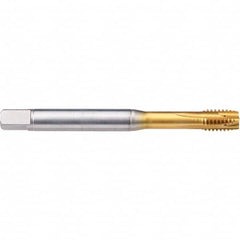 Emuge - M10x1.50 Metric 6G 0 Flute TiN-70 Finish Powdered Metal Spiral Point Tap - Industrial Tool & Supply
