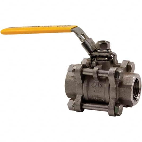 Merit Brass - Ball Valves; Type: Ball Valve ; Pipe Size (Inch): 1/2 ; Material: Stainless Steel ; Style: 3 Piece ; End Connections: FNPT x FNPT ; Port Type: Full - Exact Industrial Supply