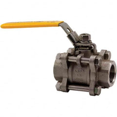 Merit Brass - Ball Valves; Type: Ball Valve ; Pipe Size (Inch): 1/2 ; Material: Stainless Steel ; Style: 3 Piece ; End Connections: FNPT x FNPT ; Port Type: Full - Exact Industrial Supply