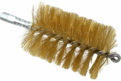Schaefer Brush - 4-1/2" Brush Length, 3" Diam, Double Stem, Single Spiral Tube Brush - 8" Long, Brass, 1/4" NPSM Male Connection - Industrial Tool & Supply