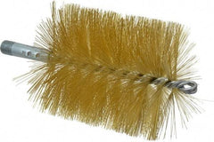 Schaefer Brush - 4-1/2" Brush Length, 4" Diam, Double Stem, Single Spiral Tube Brush - 8" Long, Brass, 1/4" NPSM Male Connection - Industrial Tool & Supply