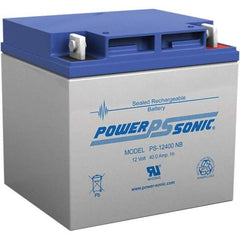 Power-Sonic - Lead-Acid, Nut/Bolt Terminal, 12 Volt, 40 Amp, Lead Rechargeable Battery - 7.5mm Hole Diam, 6mm Tab Thickness, 6-1/2" Wide x 6.69" High x 7.76" Deep - Industrial Tool & Supply