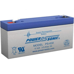 Power-Sonic - Lead-Acid, Quick-Disconnect Tab Terminal, 6 Volt, 3.5 Amp, Lead Rechargeable Battery - 3/16" Tab Width x 0.8mm Tab Thickness, 1.34" Wide x 2.35" High x 5.28" Deep - Industrial Tool & Supply