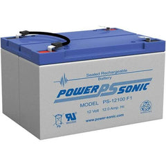 Power-Sonic - Lead-Acid, Quick-Disconnect Tab Terminal, 12 Volt, 12 Amp, Lead Rechargeable Battery - 1/4" Tab Width x 0.8mm Tab Thickness, 4" Wide x 3.7" High x 5.95" Deep - Industrial Tool & Supply