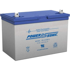 Power-Sonic - Lead-Acid, Nut/Bolt Terminal, 12 Volt, 75 Amp, Lead Rechargeable Battery - 6mm Hole Diam, 13mm Tab Thickness, 6.6" Wide x 8.15" High x 12" Deep - Industrial Tool & Supply