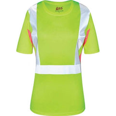 GSS Safety - Size L Lime, Pink & Silver High Visibility Short Sleeve T-Shirt - Industrial Tool & Supply