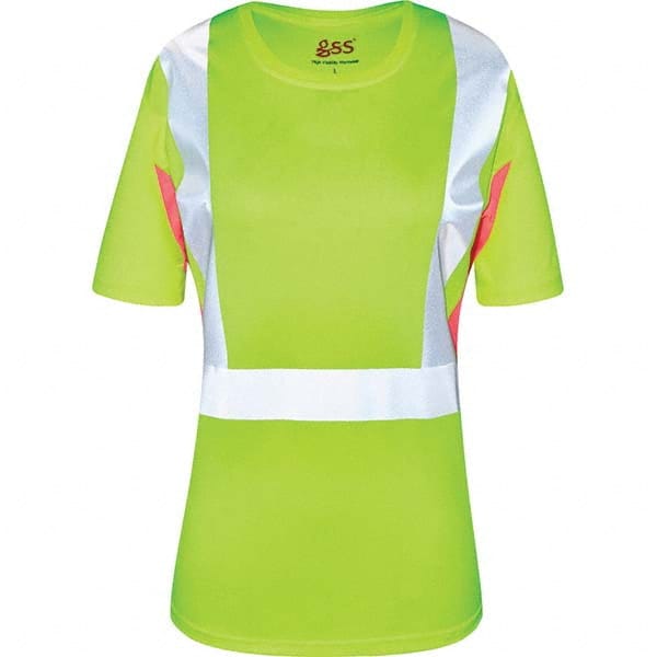 GSS Safety - Size S Lime, Pink & Silver High Visibility Short Sleeve T-Shirt - Industrial Tool & Supply