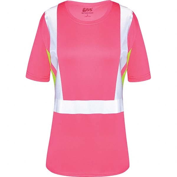 GSS Safety - Size M Pink, Lime & Silver High Visibility Short Sleeve T-Shirt - Industrial Tool & Supply