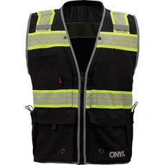 GSS Safety - Size XL Black Mesh/Solid General Purpose High Visibility Vest - Industrial Tool & Supply