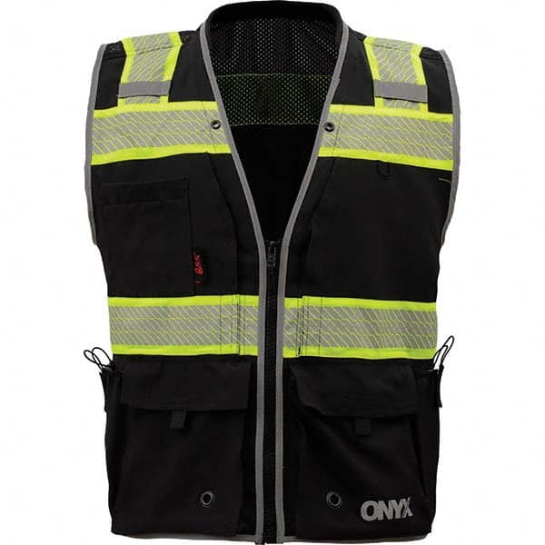 GSS Safety - Size 5XL Black Mesh/Solid General Purpose High Visibility Vest - Industrial Tool & Supply