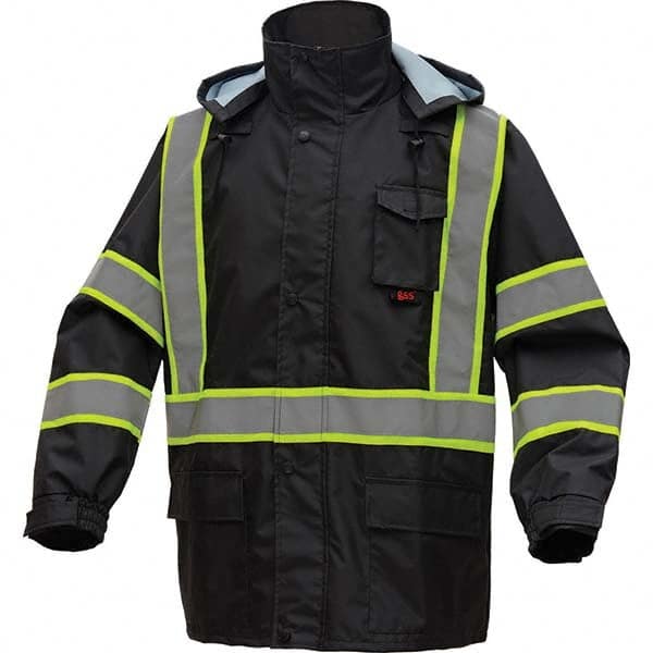 GSS Safety - Size 2X/3XL Black Waterproof Rain Jacket - Industrial Tool & Supply