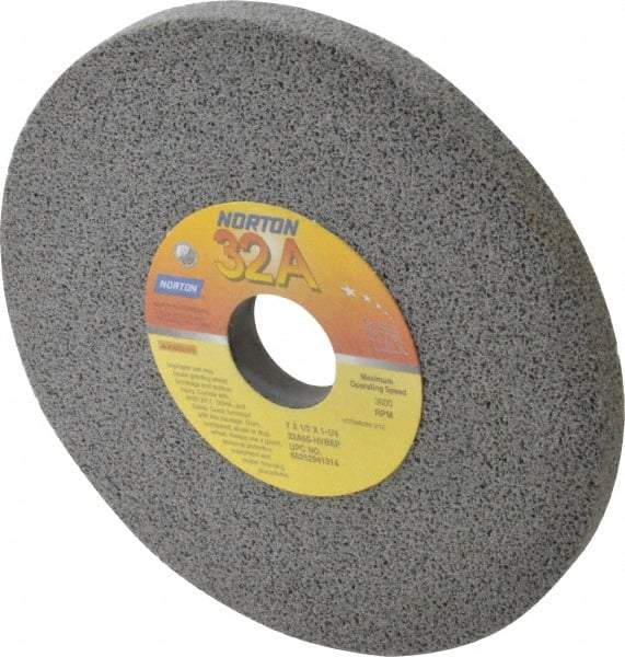 Norton - 7" Diam x 1-1/4" Hole x 1/2" Thick, H Hardness, 60 Grit Surface Grinding Wheel - Aluminum Oxide, Type 1, Medium Grade, 3,600 Max RPM, Vitrified Bond, No Recess - Industrial Tool & Supply
