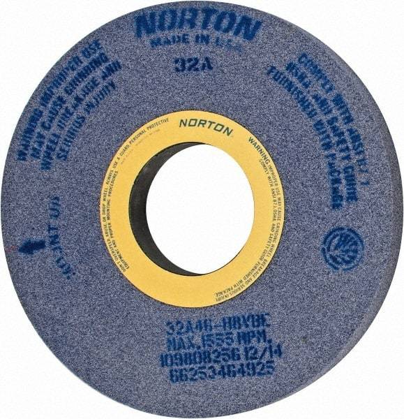 Norton - 16" Diam x 5" Hole x 1-1/2" Wide Centerless & Cylindrical Grinding Wheel - 46 Grit, Aluminum Oxide, Type 1, Coarse Grade, Vitrified Bond, No Recess - Industrial Tool & Supply