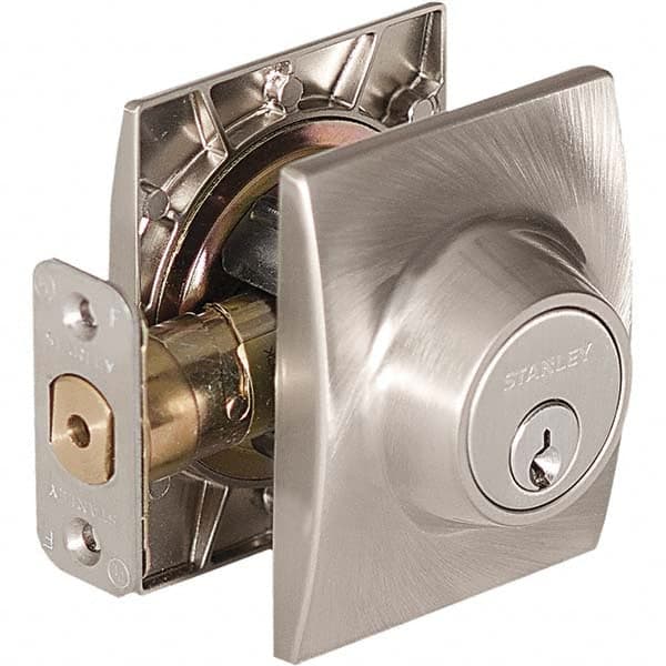 Stanley - Deadbolts Type: Single Cylinder Door Thickness Range: 1-3/8 - 1-3/4 - Industrial Tool & Supply