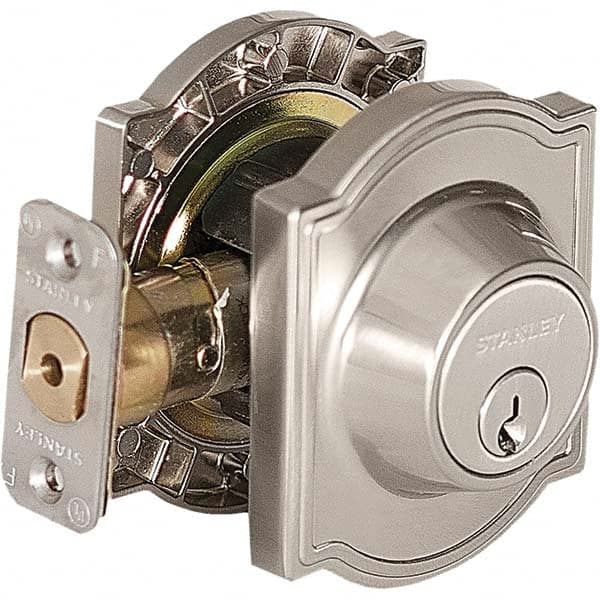 Stanley - Deadbolts Type: Single Cylinder Door Thickness Range: 1-3/8 - 1-3/4 - Industrial Tool & Supply