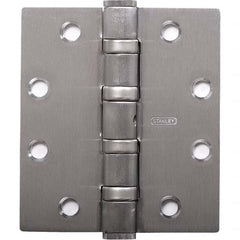 Stanley - 4-1/2" Long x 5" Wide Grade 1 304 Stainless Steel Full Mortise Ball Bearing Commercial Hinge - Industrial Tool & Supply