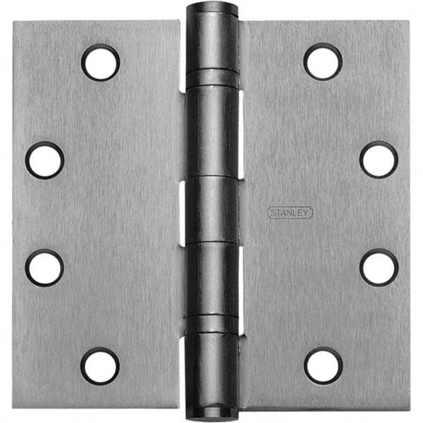 Stanley - 4-1/2" Long x 4-1/2" Wide Grade 1 Steel Full Mortise Ball Bearing Commercial Hinge - Industrial Tool & Supply
