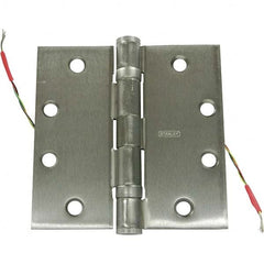 Stanley - 4" Long x 4-1/2" Wide Grade 1 Steel Full Mortise, Concealed Electric Commercial Hinge - Industrial Tool & Supply