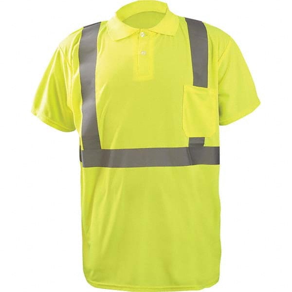 OccuNomix - Size 5XL Hi-Vis Yellow High Visibility Short Sleeve Polo Shirt - Industrial Tool & Supply