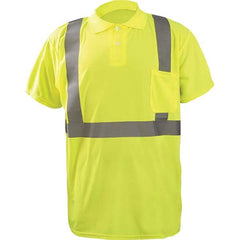 OccuNomix - Size L Hi-Vis Yellow High Visibility Short Sleeve Polo Shirt - Industrial Tool & Supply