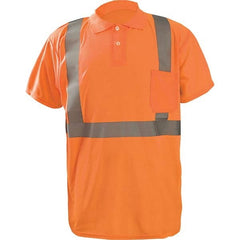 OccuNomix - Size L Hi-Vis Orange High Visibility Short Sleeve Polo Shirt - Industrial Tool & Supply