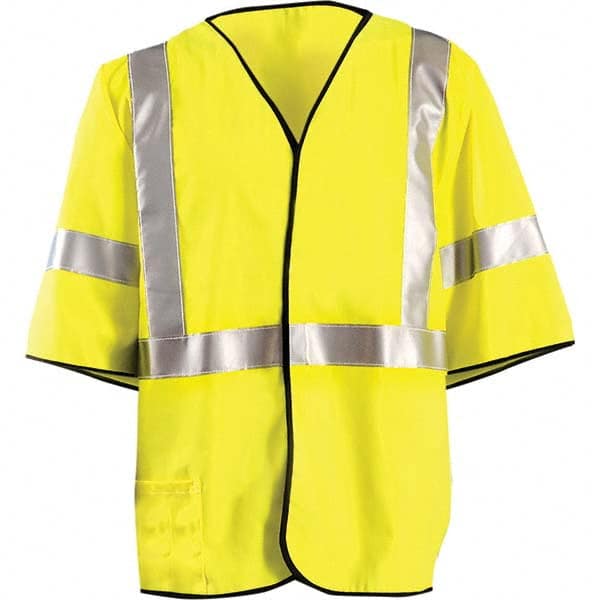 OccuNomix - Size M Flame Resistant Hi-Vis Yellow Mesh General Purpose High Visibility Vest - Industrial Tool & Supply
