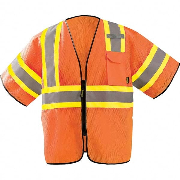 OccuNomix - Size L/XL HI-Vis Orange Mesh General Purpose High Visibility Vest - Industrial Tool & Supply