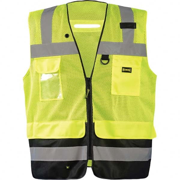OccuNomix - Size 5XL Hi-Vis Yellow Mesh Surveyor's High Visibility Vest - Industrial Tool & Supply