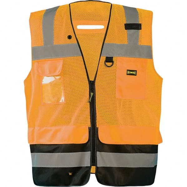 OccuNomix - Size S Hi-Vis Orange Mesh Surveyor's High Visibility Vest - Industrial Tool & Supply