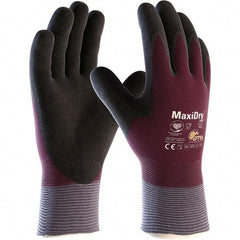 ATG - Size XL Nitrile Coated Nylon/Lycra Abrasion Protection Work Gloves - For Cold Weather, Palm & Fingers Coated, Knit Wrist Cuff, Purple/Black, Paired - Industrial Tool & Supply