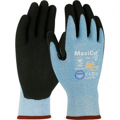 ATG - Size S, ANSI Cut Lvl A3, Puncture Lvl 3, Abrasion Lvl 4, Micro-Foam Nitrile Coated Dyneema Diamond Technology Cut Resistant Gloves - 8.27" Long, Palm & Fingers Coated, Continuous Knit Cuff, Blue/Black, Paired - Industrial Tool & Supply