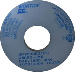 Norton - 14" Diam x 5" Hole x 1" Thick, J Hardness, 60 Grit Surface Grinding Wheel - Ceramic, Type 1, Medium Grade, 1,800 Max RPM, Vitrified Bond, No Recess - Industrial Tool & Supply