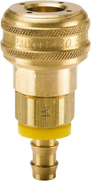 Parker - Push-Lok Hose Barb Industrial Pneumatic Hose Coupler - Brass, 1/4" Body Diam, 3/8" Hose ID - Industrial Tool & Supply