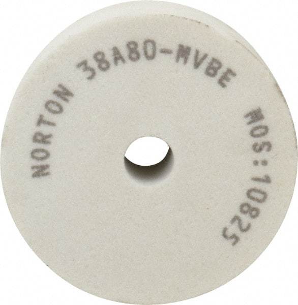 Norton - 80 Grit Aluminum Oxide Type 1 Internal Grinding Wheel - 3" Diam x 1/2" Hole x 1" Thick, 10,825 Max RPM, Type 1 Medium Grade, M Hardness, Vitrified Bond, No Recess - Industrial Tool & Supply