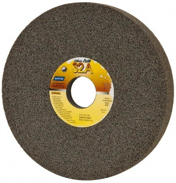 Norton - 7" Diam x 1-1/4" Hole x 1" Thick, G Hardness, 60 Grit Surface Grinding Wheel - Aluminum Oxide, Type 5, Medium Grade, 3,600 Max RPM, Vitrified Bond, One-Side Recess - Industrial Tool & Supply