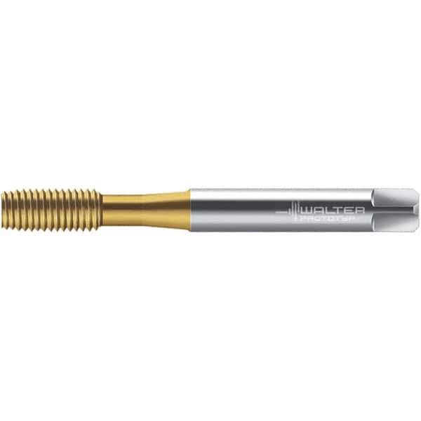 Walter-Prototyp - M6x1.00 DIN 2174 6HX 5.590 Thread Limit Semi-Bottoming Thread Forming Tap - Powdered Metal High Speed Steel, TiN Finish, 80mm OAL, 10mm Thread Length, Right Hand Thread, Series TC420 - Exact Industrial Supply
